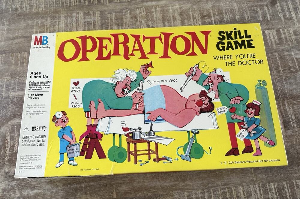 Vintage Original 1965 MB Operation Board Game Smoking Dr Nose Lights Miss 2 Pcs